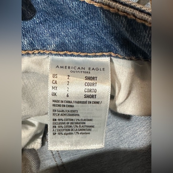 American Eagle Womens Blue Jegging Distressed Frayed Denim Jeans Size 2 Short - Picture 5 of 6